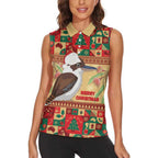 Australia Christmas Women Sleeveless Polo Shirt Kookaburra Santa With Gumtree