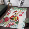 Australia Christmas Area Rug Kangaroo Santa With Aussie Flower - Watercolor