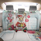 Australia Christmas Back Car Seat Cover Kangaroo Santa With Aussie Flower - Watercolor