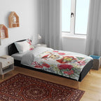 Australia Christmas Bedding Set Kangaroo Santa With Aussie Flower - Watercolor