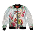 Australia Christmas Bomber Jacket Kangaroo Santa With Aussie Flower - Watercolor