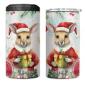 Australia Christmas 4 in 1 Can Cooler Tumbler Kangaroo Santa With Aussie Flower - Watercolor