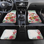 Australia Christmas Car Mats Kangaroo Santa With Aussie Flower - Watercolor