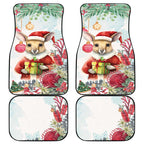 Australia Christmas Car Mats Kangaroo Santa With Aussie Flower - Watercolor