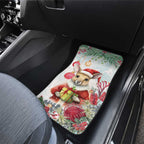 Australia Christmas Car Mats Kangaroo Santa With Aussie Flower - Watercolor