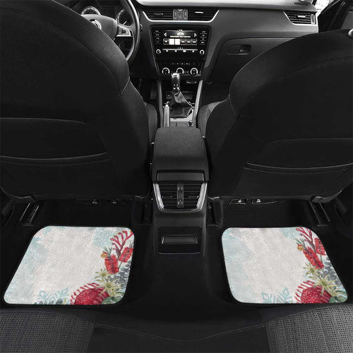 Australia Christmas Car Mats Kangaroo Santa With Aussie Flower - Watercolor