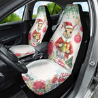 Australia Christmas Car Seat Cover Kangaroo Santa With Aussie Flower - Watercolor