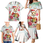 Australia Christmas Family Matching Mermaid Dress and Hawaiian Shirt Kangaroo Santa With Aussie Flower - Watercolor