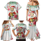 Australia Christmas Family Matching Mermaid Dress and Hawaiian Shirt Kangaroo Santa With Aussie Flower - Watercolor