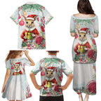 Australia Christmas Family Matching Puletasi and Hawaiian Shirt Kangaroo Santa With Aussie Flower - Watercolor