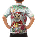 Australia Christmas Family Matching Tank Maxi Dress and Hawaiian Shirt Kangaroo Santa With Aussie Flower - Watercolor