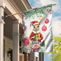 Australia Christmas Garden Flag Kangaroo Santa With Aussie Flower - Watercolor