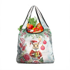 Australia Christmas Grocery Bag Kangaroo Santa With Aussie Flower - Watercolor