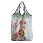 Australia Christmas Grocery Bag Kangaroo Santa With Aussie Flower - Watercolor