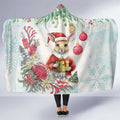 Australia Christmas Hooded Blanket Kangaroo Santa With Aussie Flower - Watercolor