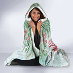 Australia Christmas Hooded Blanket Kangaroo Santa With Aussie Flower - Watercolor