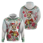 Australia Christmas Hoodie Kangaroo Santa With Aussie Flower - Watercolor