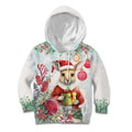Australia Christmas Kid Hoodie Kangaroo Santa With Aussie Flower - Watercolor