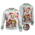 Australia Christmas Ugly Christmas Sweater Kangaroo Santa With Aussie Flower - Watercolor