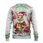 Australia Christmas Ugly Christmas Sweater Kangaroo Santa With Aussie Flower - Watercolor
