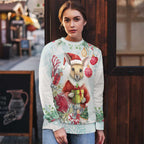 Australia Christmas Ugly Christmas Sweater Kangaroo Santa With Aussie Flower - Watercolor