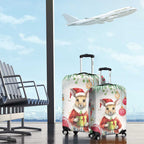 Australia Christmas Luggage Cover Kangaroo Santa With Aussie Flower - Watercolor