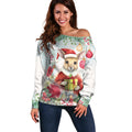 Australia Christmas Off Shoulder Sweater Kangaroo Santa With Aussie Flower - Watercolor