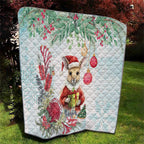 Australia Christmas Quilt Kangaroo Santa With Aussie Flower - Watercolor
