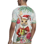 Australia Christmas Rugby Jersey Kangaroo Santa With Aussie Flower - Watercolor