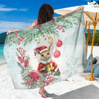 Australia Christmas Sarong Kangaroo Santa With Aussie Flower - Watercolor