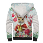 Australia Christmas Sherpa Hoodie Kangaroo Santa With Aussie Flower - Watercolor