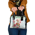 Australia Christmas Shoulder Handbag Kangaroo Santa With Aussie Flower - Watercolor