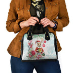 Australia Christmas Shoulder Handbag Kangaroo Santa With Aussie Flower - Watercolor