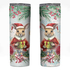 Australia Christmas Skinny Tumbler Kangaroo Santa With Aussie Flower - Watercolor