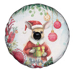 Australia Christmas Spare Tire Cover Kangaroo Santa With Aussie Flower - Watercolor