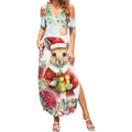 Australia Christmas Summer Maxi Dress Kangaroo Santa With Aussie Flower - Watercolor