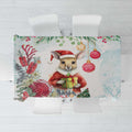 Australia Christmas Tablecloth Kangaroo Santa With Aussie Flower - Watercolor