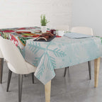 Australia Christmas Tablecloth Kangaroo Santa With Aussie Flower - Watercolor