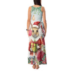 Australia Christmas Tank Maxi Dress Kangaroo Santa With Aussie Flower - Watercolor