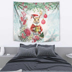Australia Christmas Tapestry Kangaroo Santa With Aussie Flower - Watercolor