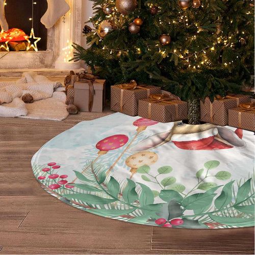 Australia Christmas Tree Skirt Kangaroo Santa With Aussie Flower - Watercolor