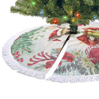 Australia Christmas Tree Skirt Kangaroo Santa With Aussie Flower - Watercolor