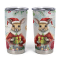 Australia Christmas Tumbler Cup Kangaroo Santa With Aussie Flower - Watercolor