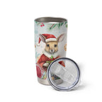 Australia Christmas Tumbler Cup Kangaroo Santa With Aussie Flower - Watercolor