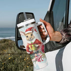 Australia Christmas Tumbler With Handle Kangaroo Santa With Aussie Flower - Watercolor