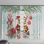 Australia Christmas Window Curtain Kangaroo Santa With Aussie Flower - Watercolor