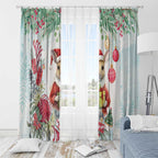 Australia Christmas Window Curtain Kangaroo Santa With Aussie Flower - Watercolor