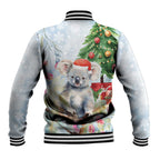 Australia Christmas Baseball Jacket Koala Santa With Eucalyptus - Watercolor