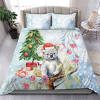 Australia Christmas Bedding Set Koala Santa With Eucalyptus - Watercolor