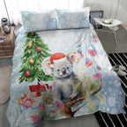 Australia Christmas Bedding Set Koala Santa With Eucalyptus - Watercolor